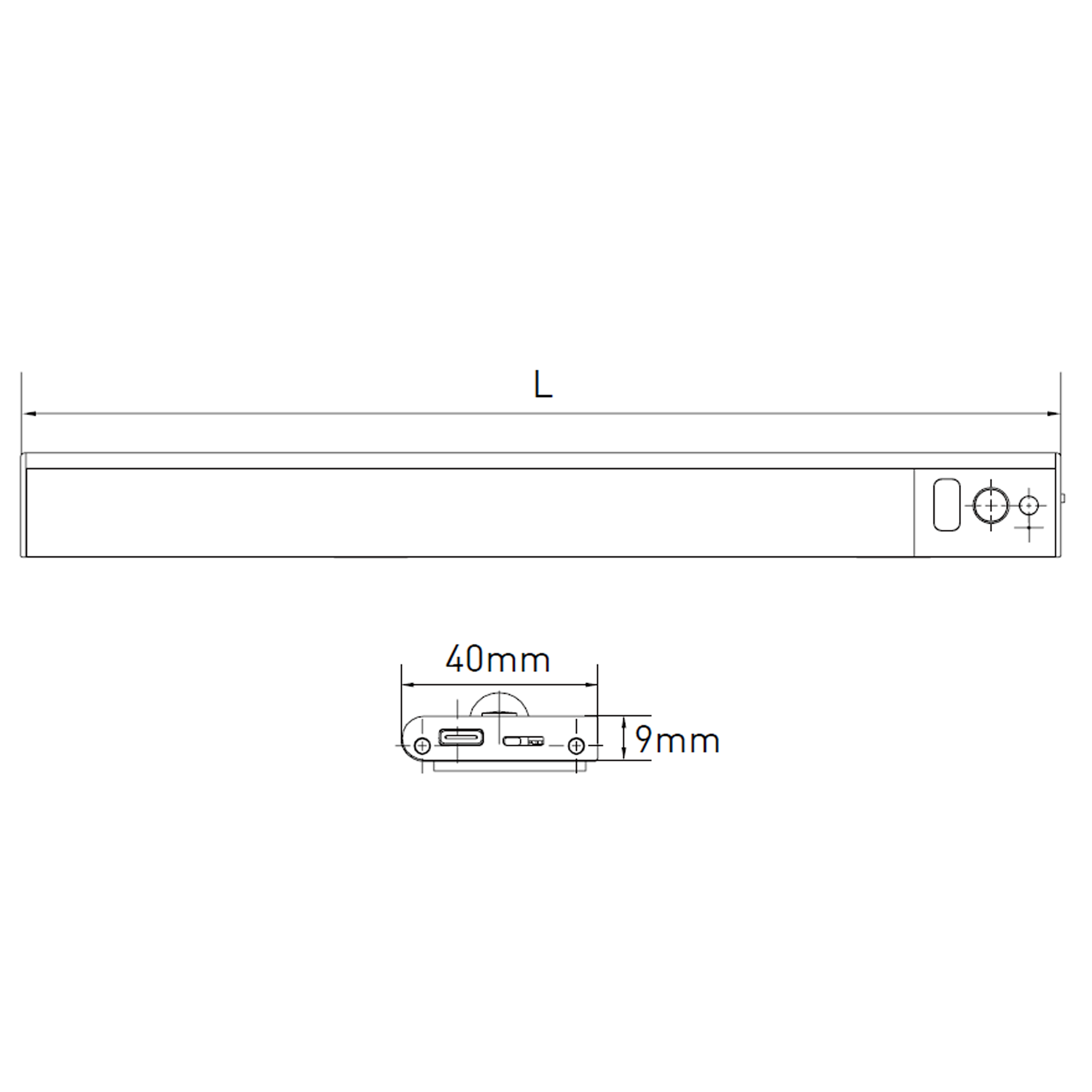 UB02 Series Wireless Side-Emitting Under Cabinet Bar Light_dimension