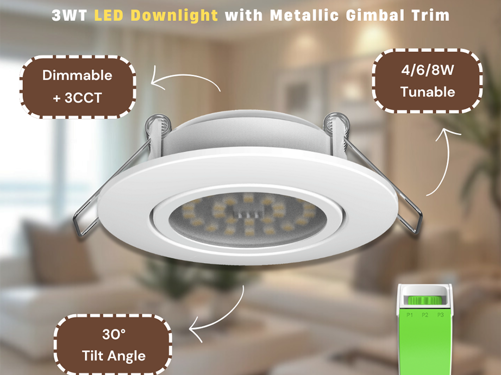 LED Downlight featuring Adjustable Metallic Trim